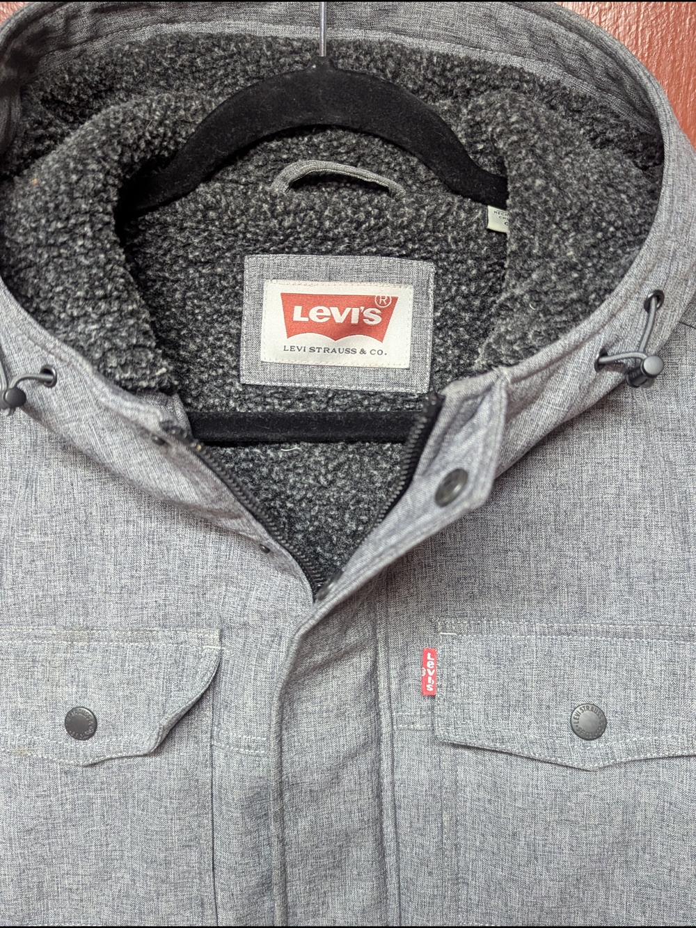 Levi's Gray Hooded Sherpa-Lined  Jacket - Picture 2 of 5